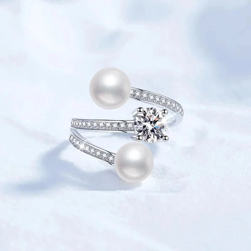 Moissanite Diamond Pearls Ring