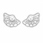 Silver ginkgo leaf earrings with freshwater pearl centres and clear zircon detailing