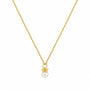 Gold-tone crown pearl pendant necklace with a round white pearl-style bead
