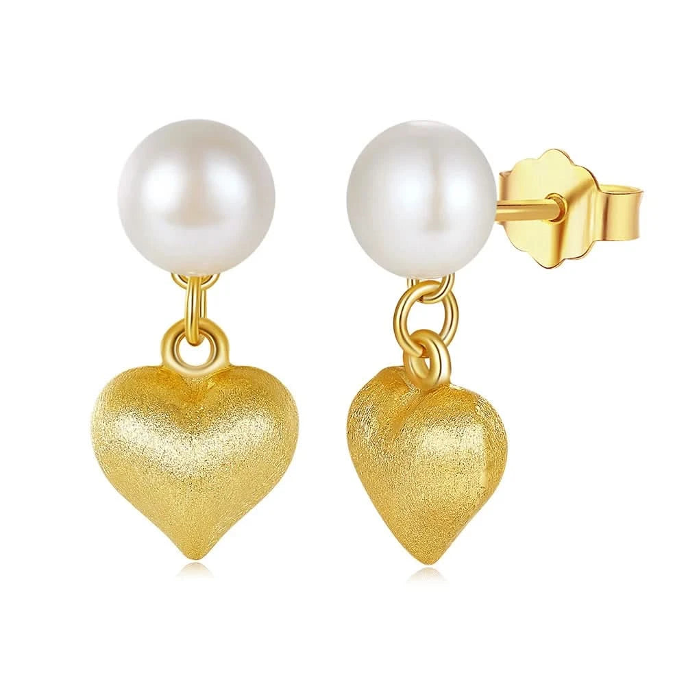 Freshwater Pearl Heart Drop Earrings