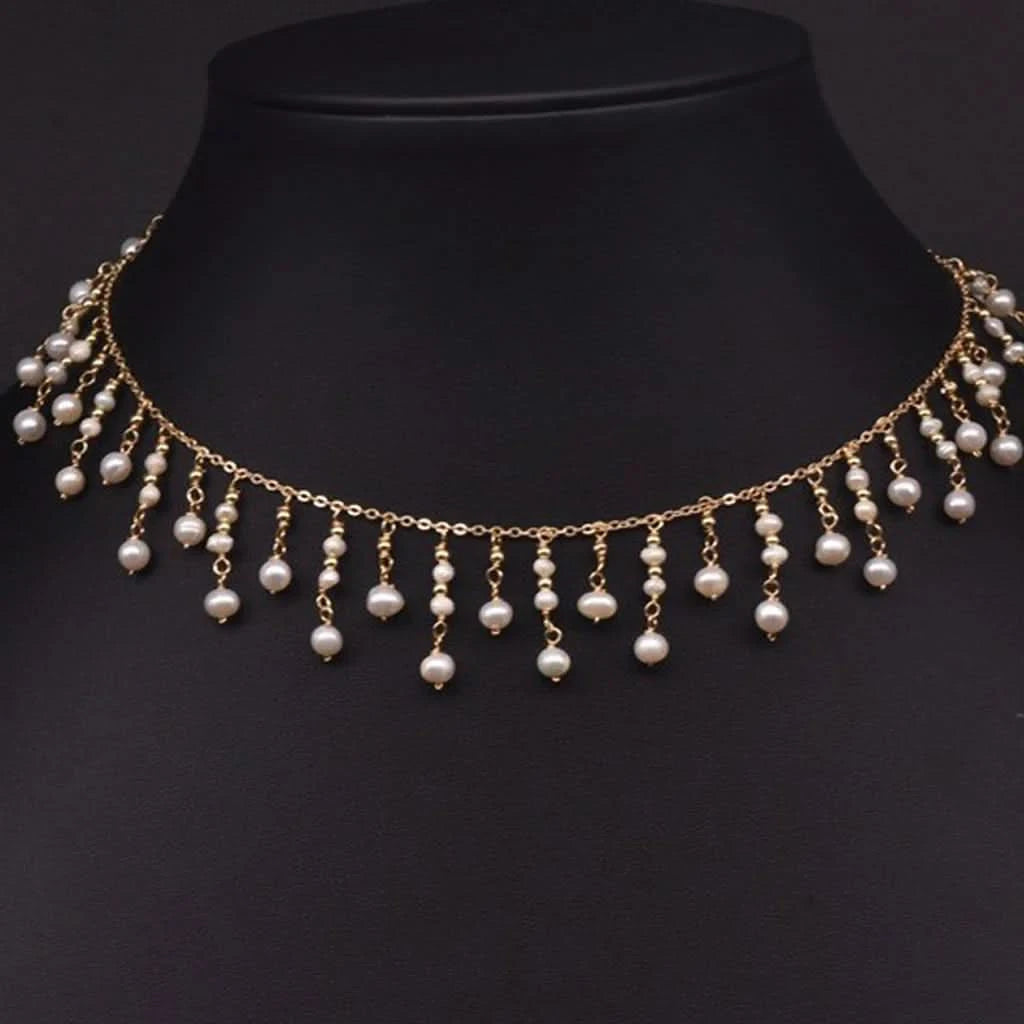 Natural Freshwater Pearl Tassel Choker Chain