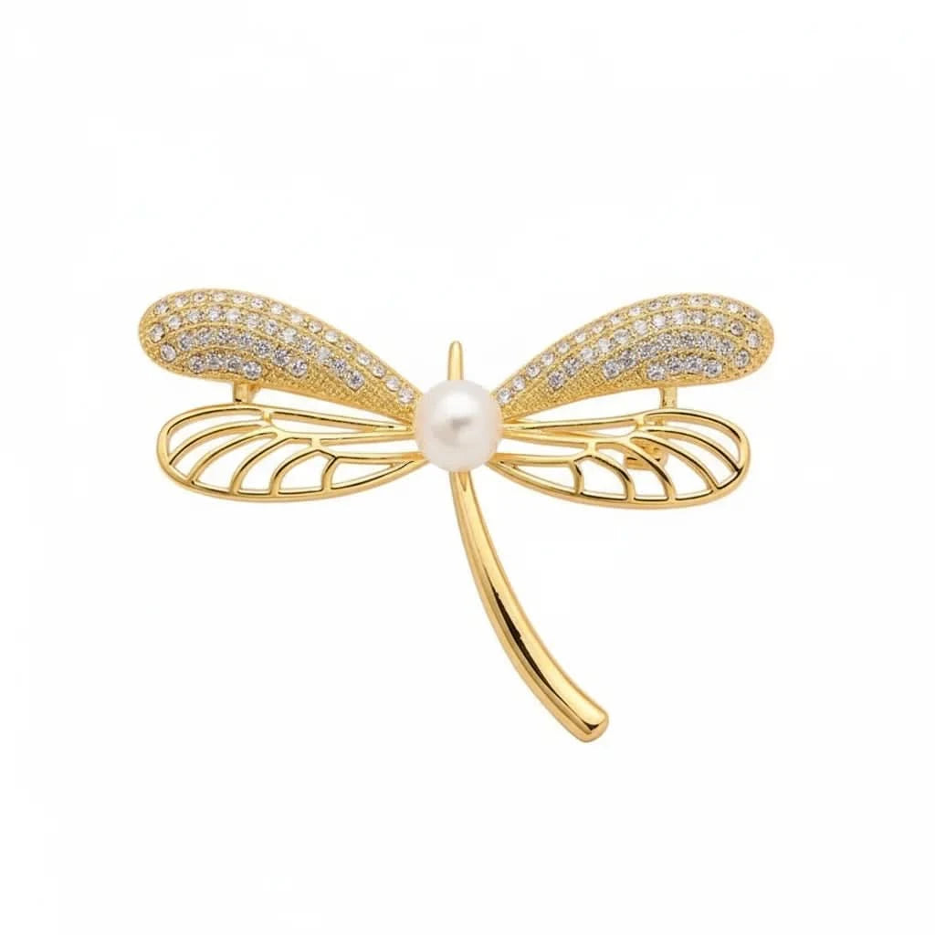 Freshwater Pearl Dragonfly Brooch