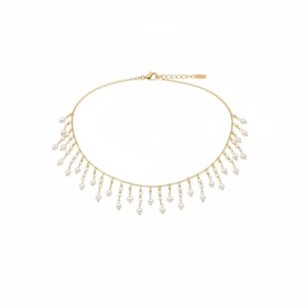 Natural Freshwater Pearl Tassel Choker Chain