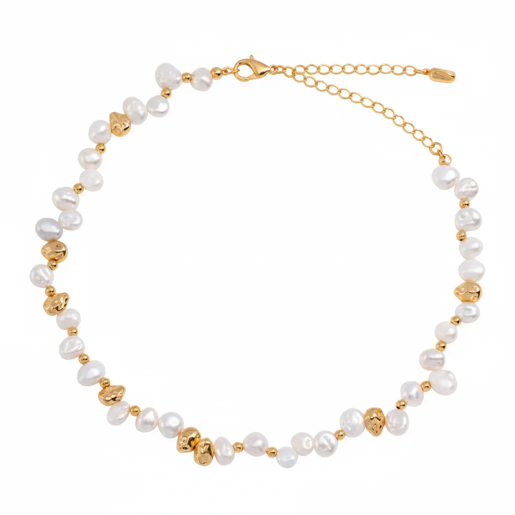 Natural Gold and Pearl Necklace