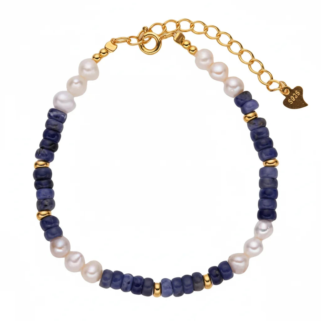 Natural Pearl and Blue Stone Bracelet