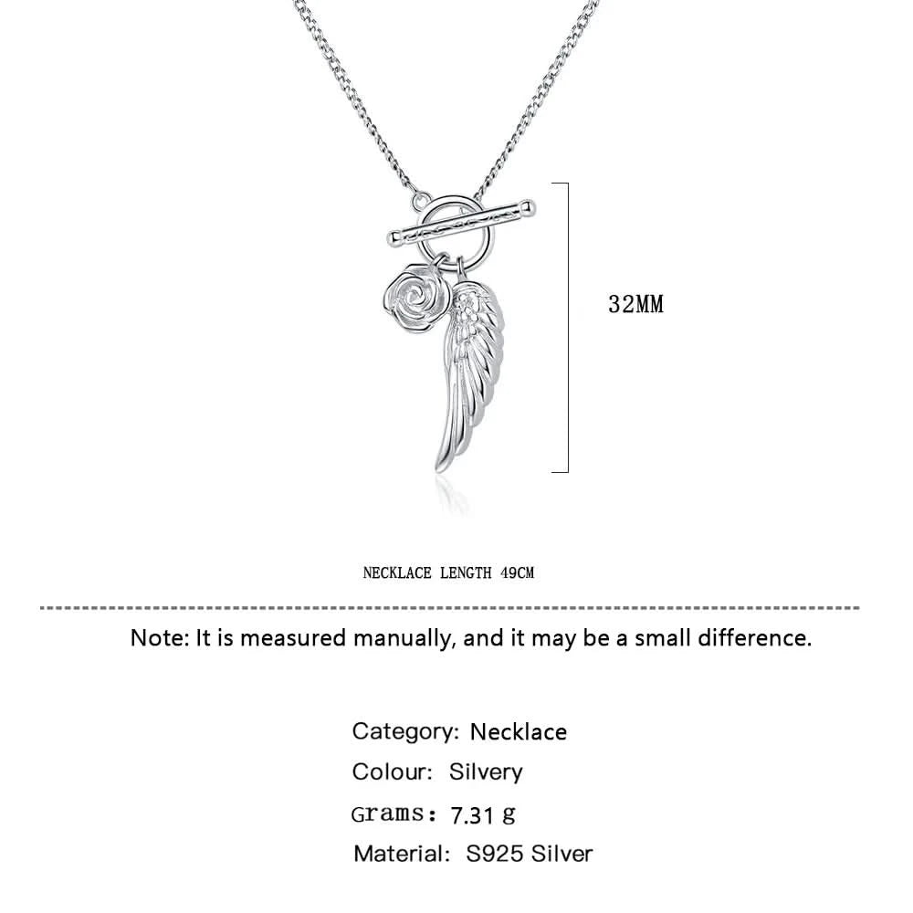 silver rose necklace