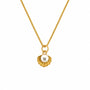 Gold-tone scallop shell pendant necklace with a white pearl-style centre