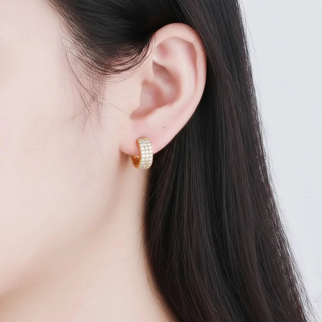 Pavé Huggie Hoop Earrings