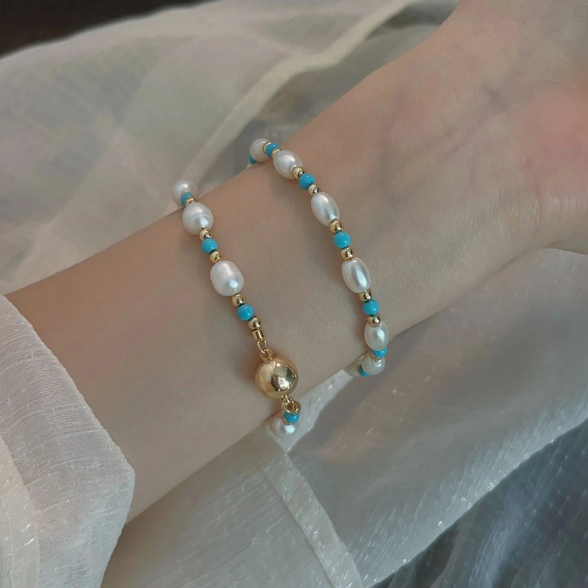 Pearl Turquoise Beaded Bracelet