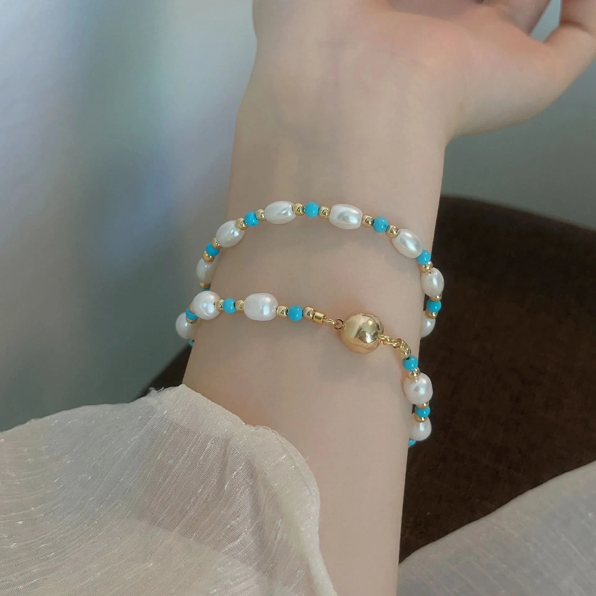Pearl Turquoise Beaded Bracelet