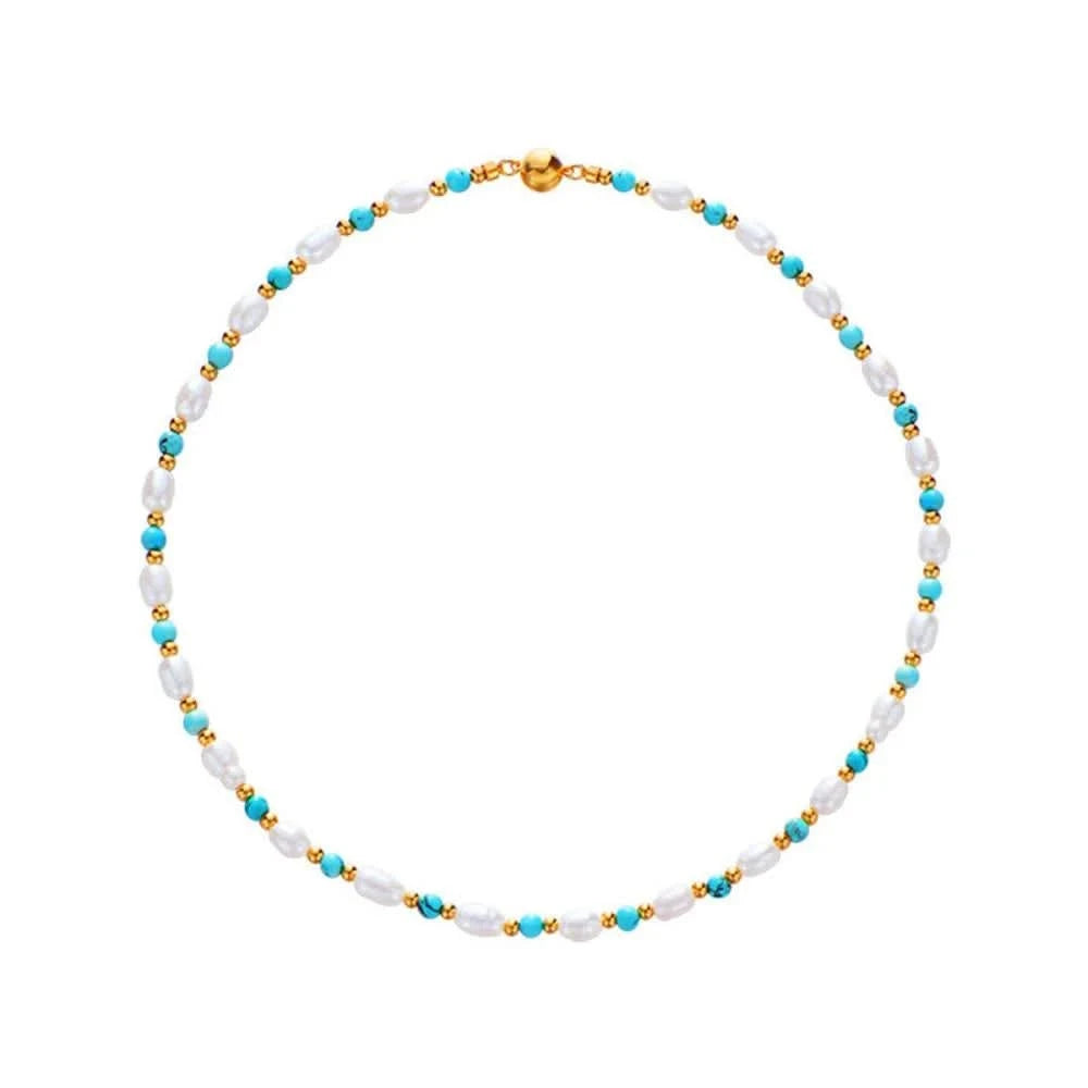 Pearl Turquoise Beaded Necklace