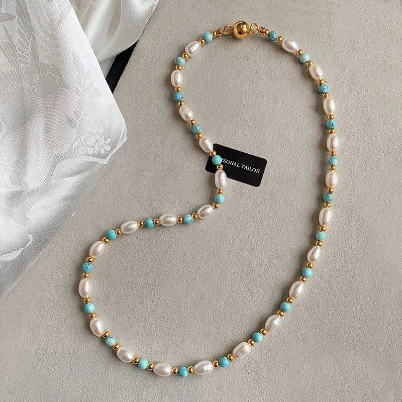 Pearl Turquoise Beaded Necklace
