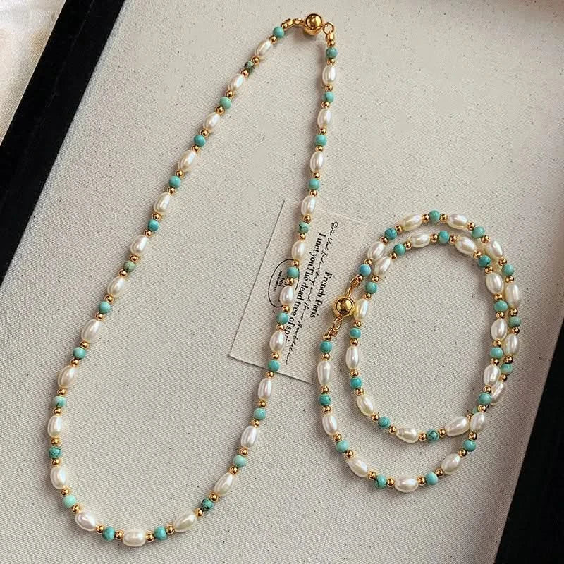 Pearl Turquoise Beaded Necklace