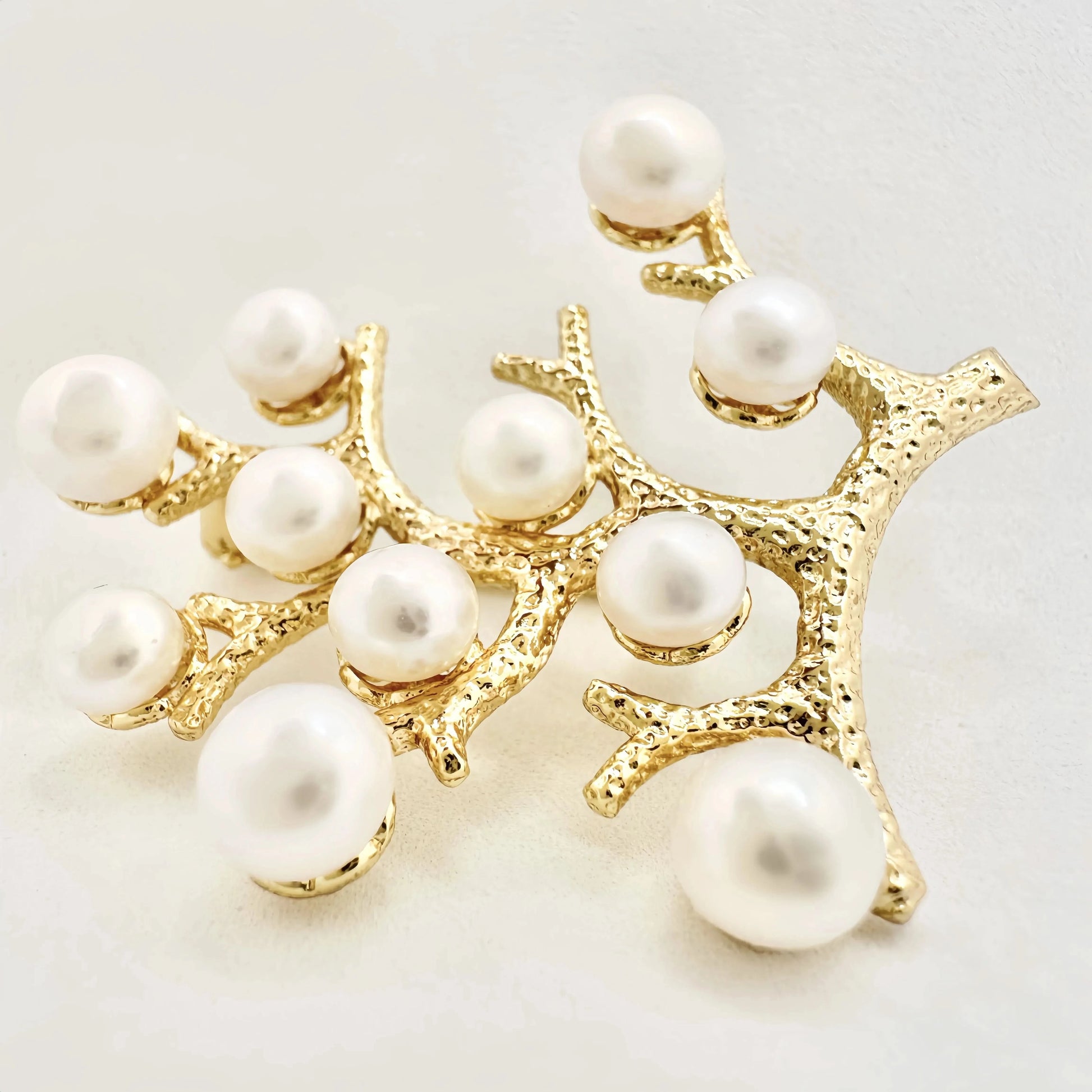 Gold Vermeil Tree Pearl Brooch
