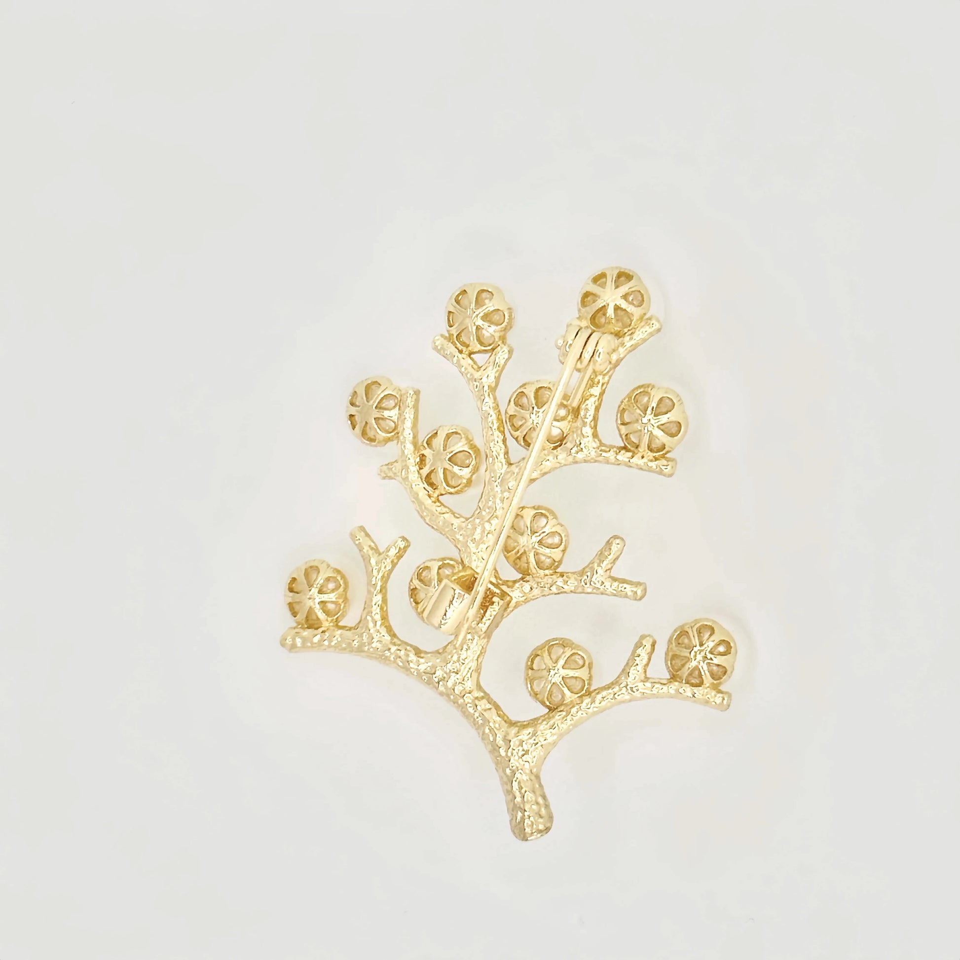 Gold Vermeil Tree Pearl Brooch