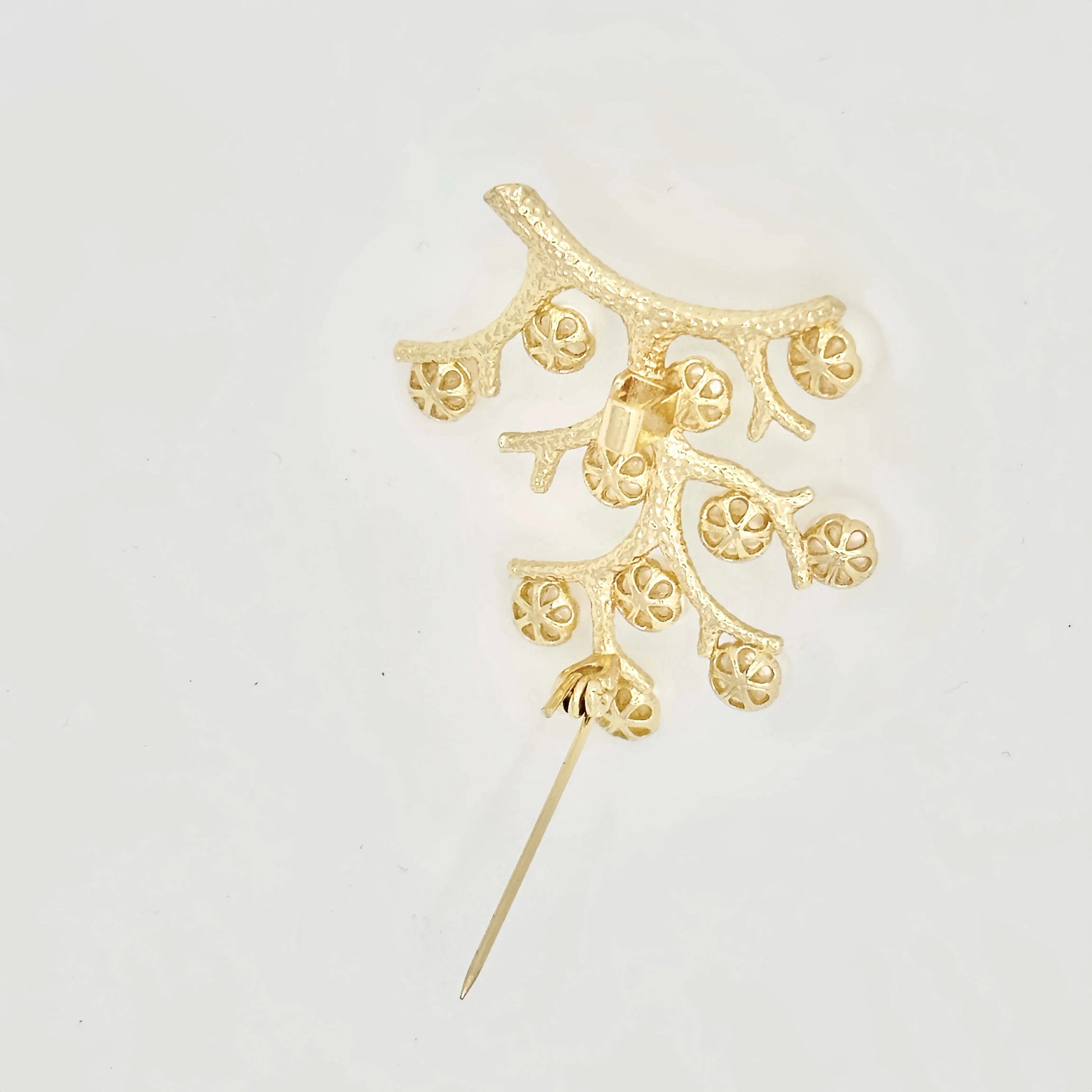 Gold Vermeil Tree Pearl Brooch
