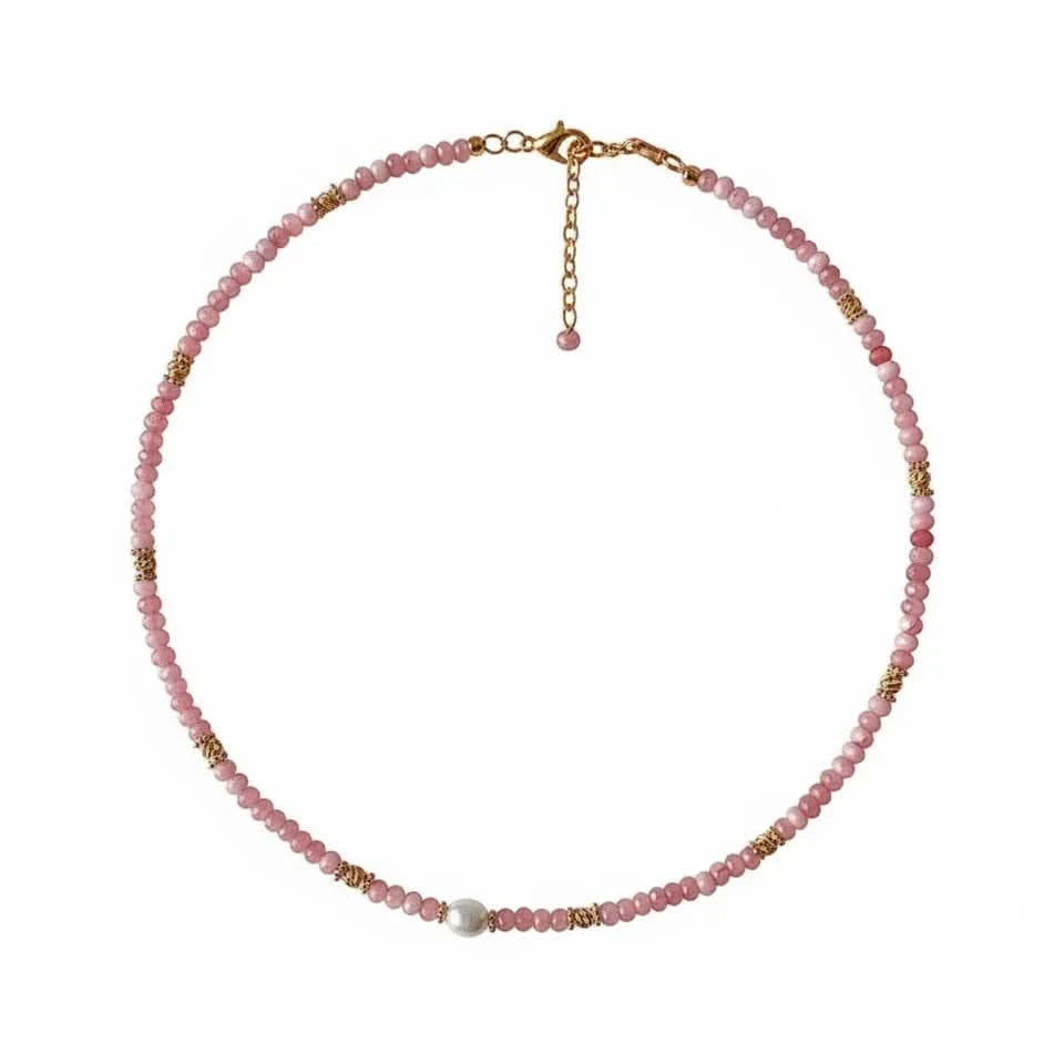 Pink Crystal & Freshwater Pearl Necklace