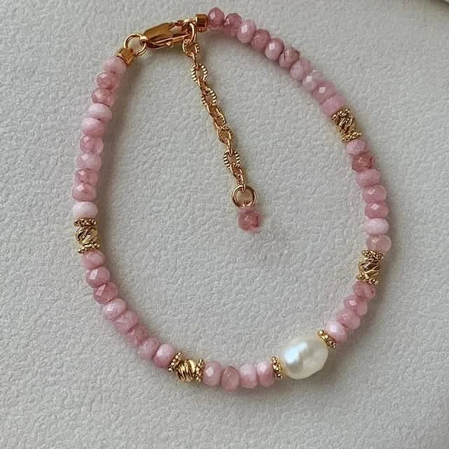 Pink Crystal & Freshwater Pearl Bracelet