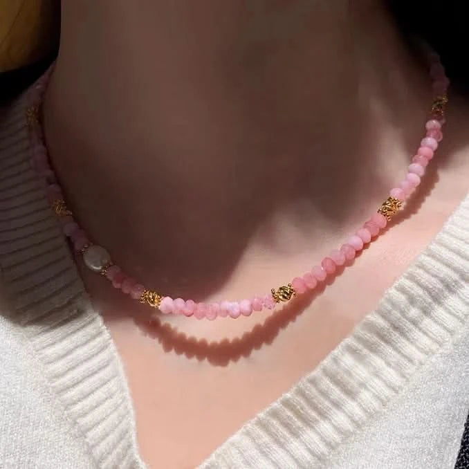 Pink Crystal & Freshwater Pearl Necklace