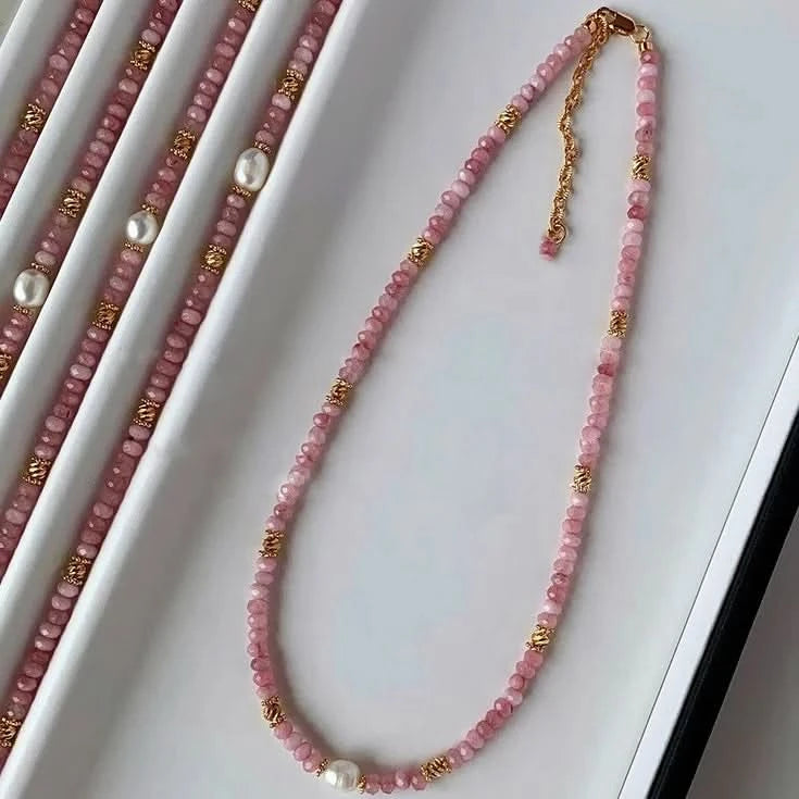 Pink Crystal & Freshwater Pearl Necklace