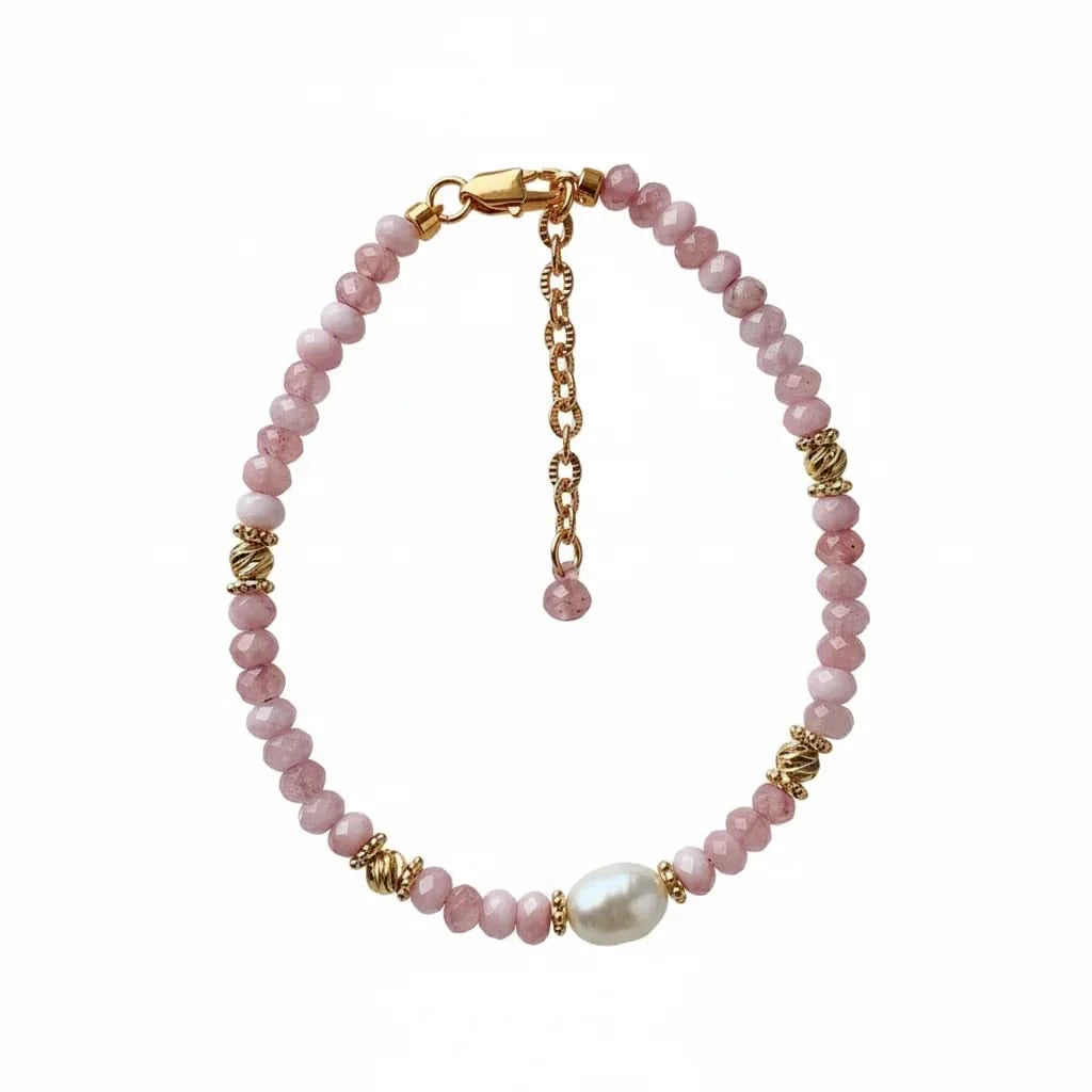 Pink Crystal & Freshwater Pearl Bracelet