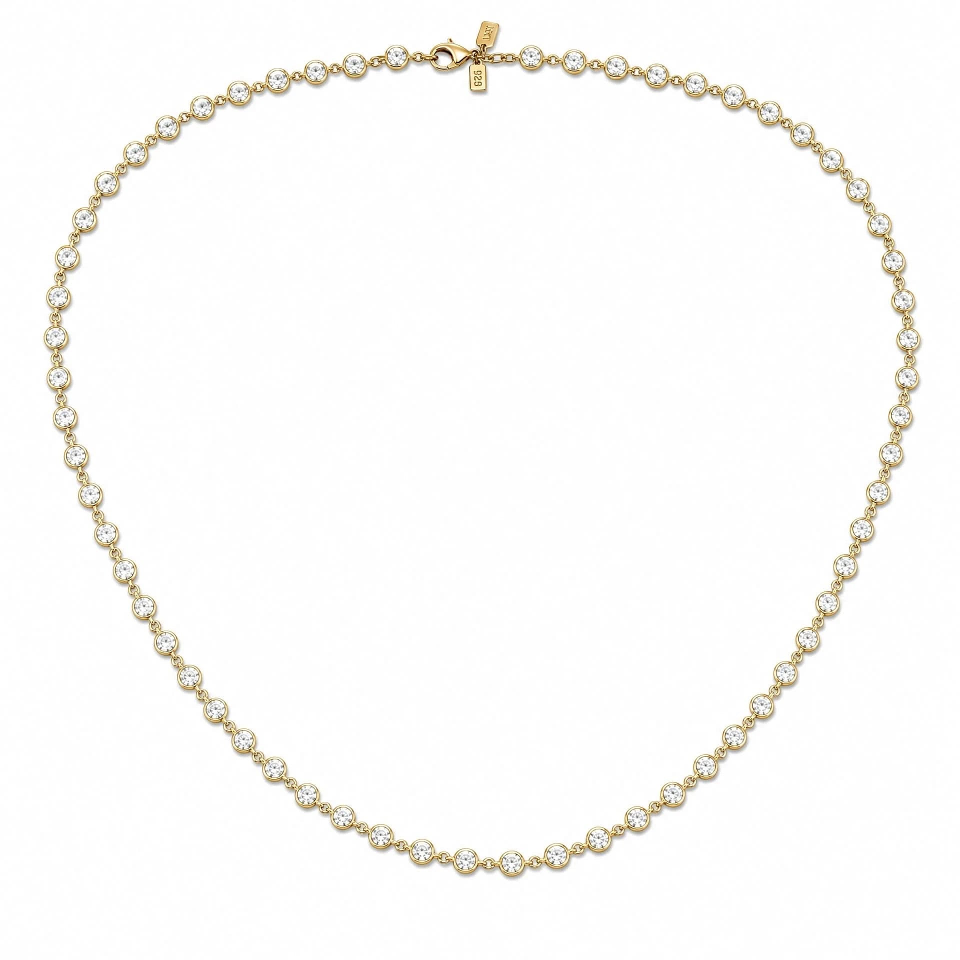Long Gold Crystal Chain Necklace