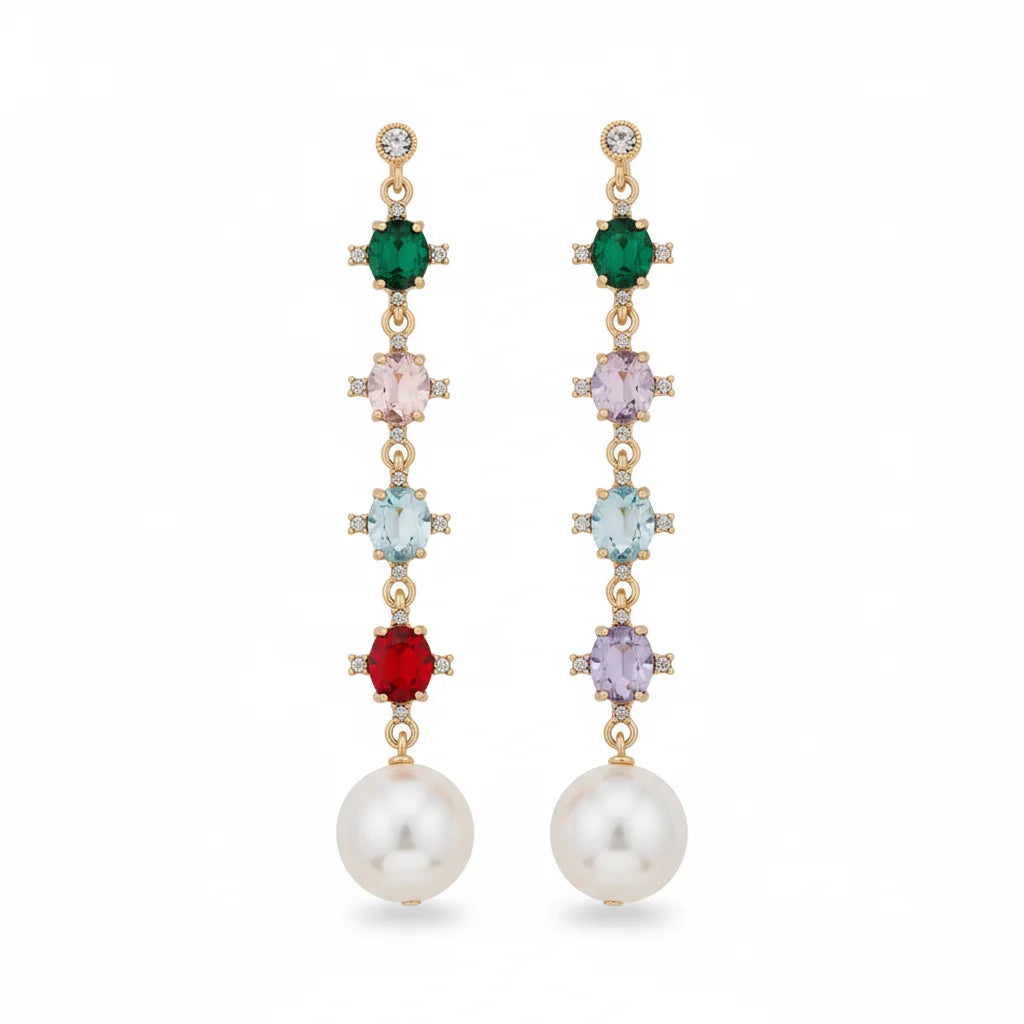 Rainbow Crystal Drop Earrings