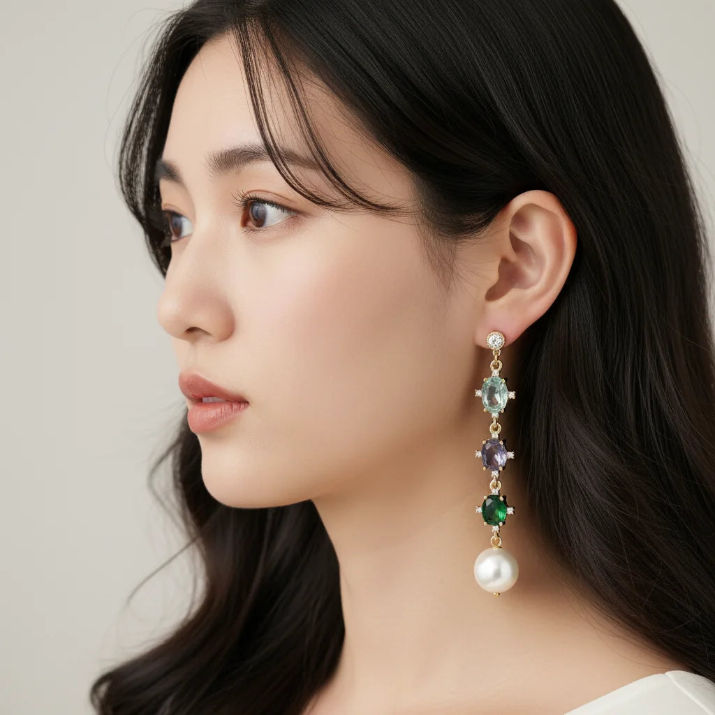 Rainbow Crystal Drop Earrings