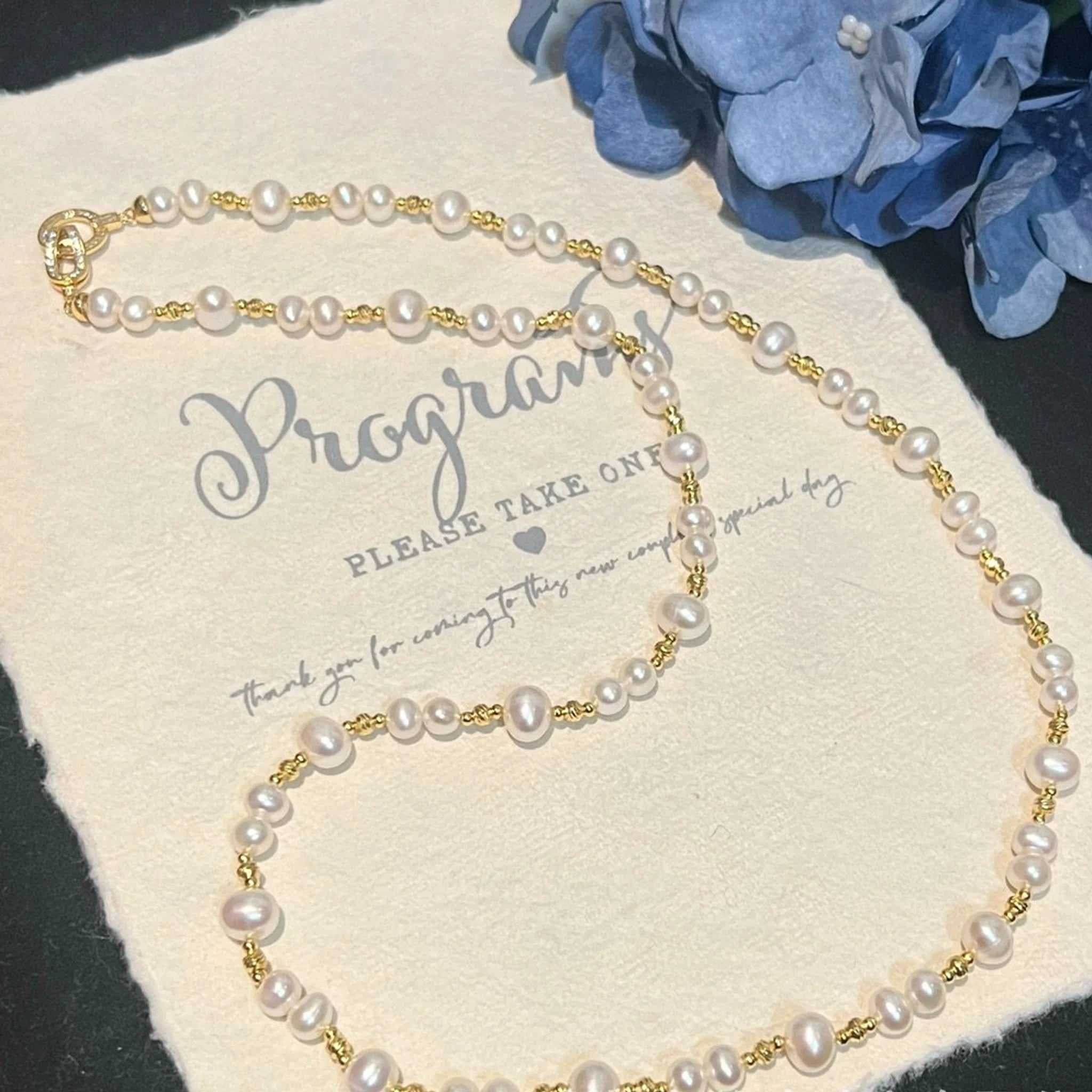 Silver & Gold Long Pearl Chain Necklace ✨