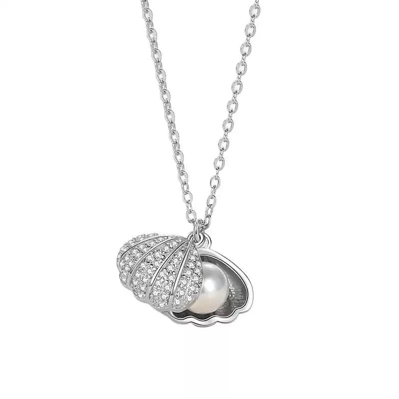 Silver Shell Pearl Necklace