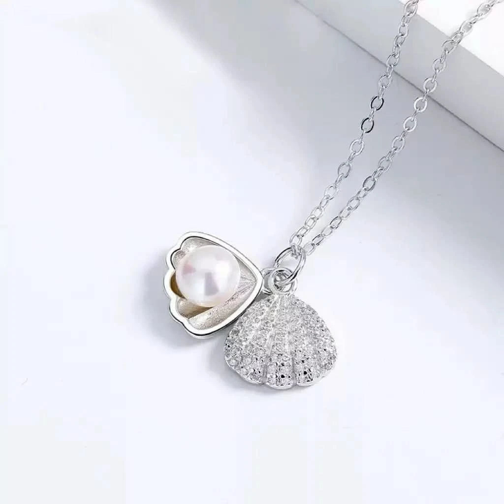 Silver Shell Pearl Necklace