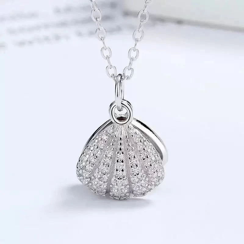 Silver Shell Pearl Necklace