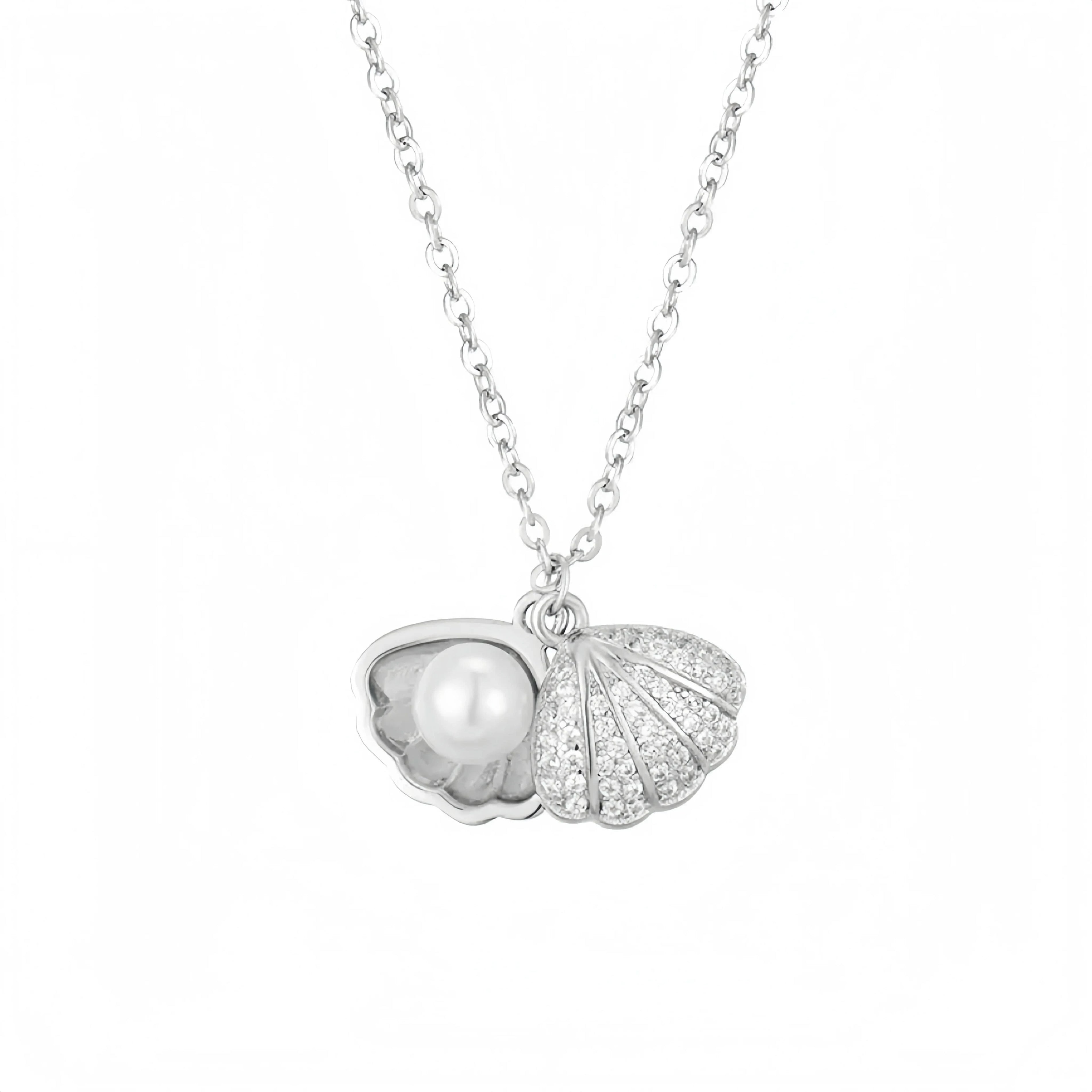 Silver Shell Pearl Necklace