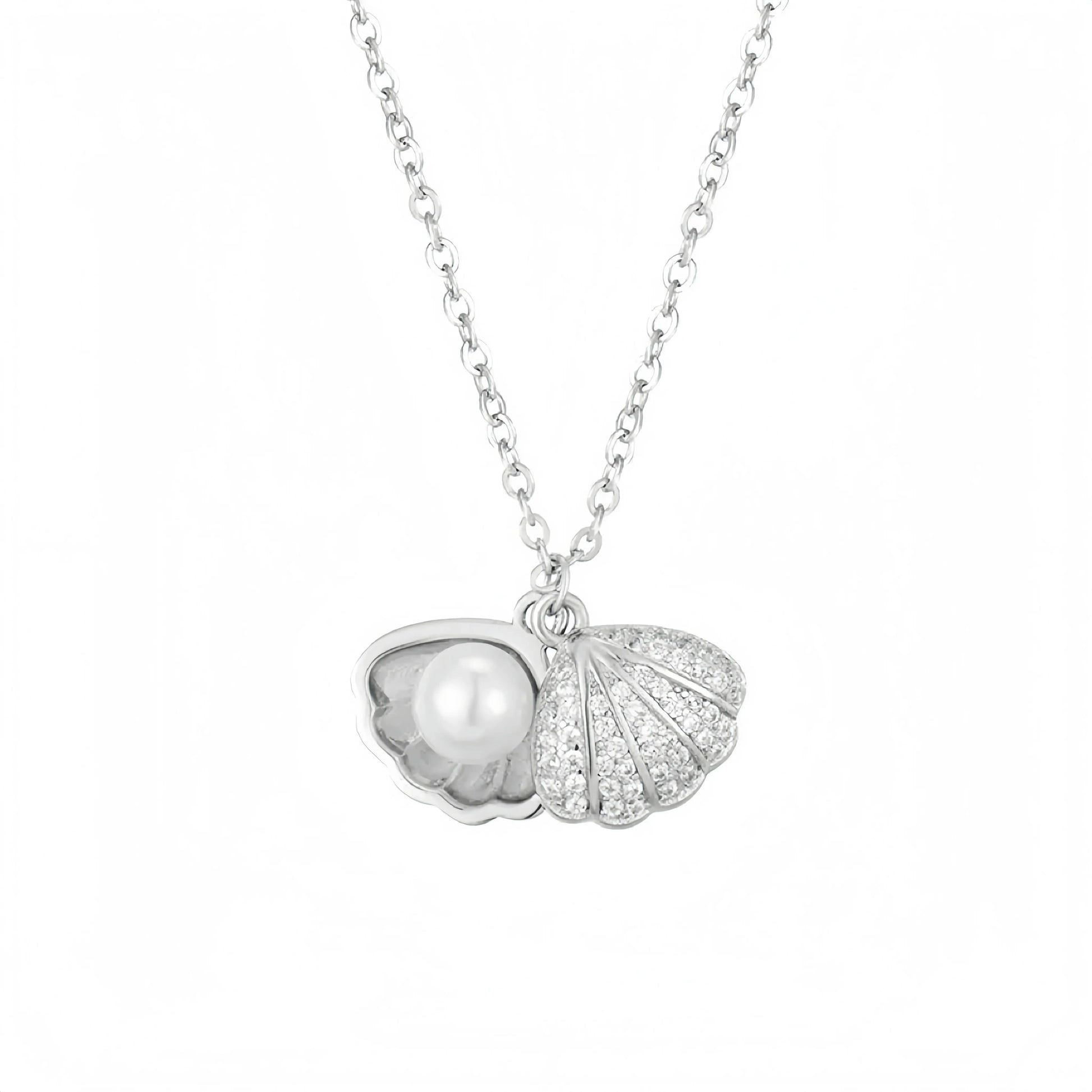Silver Shell Pearl Necklace