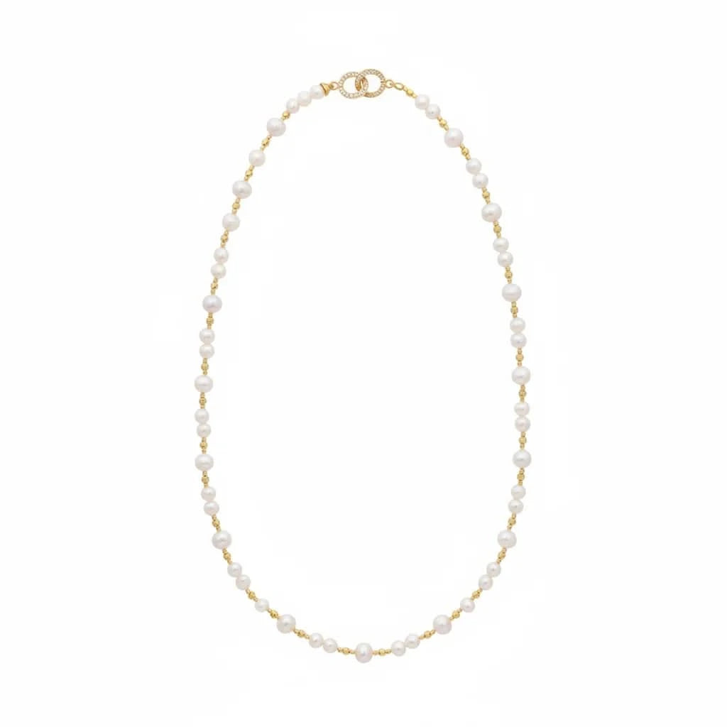 Silver & Gold Long Pearl Chain Necklace ✨