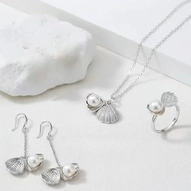 Silver Shell Pearl Set Sale