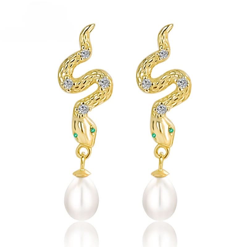 Creations Gemstone Pearl Drop Snake Earrings