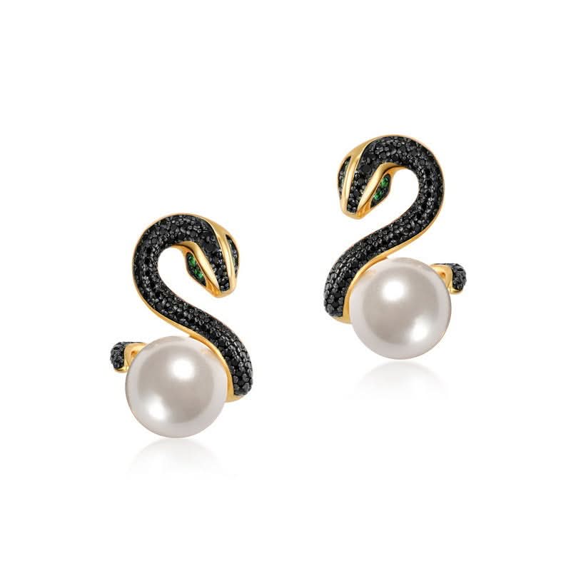 Snake Pearl Earrings – Gothic Glamour & Silver