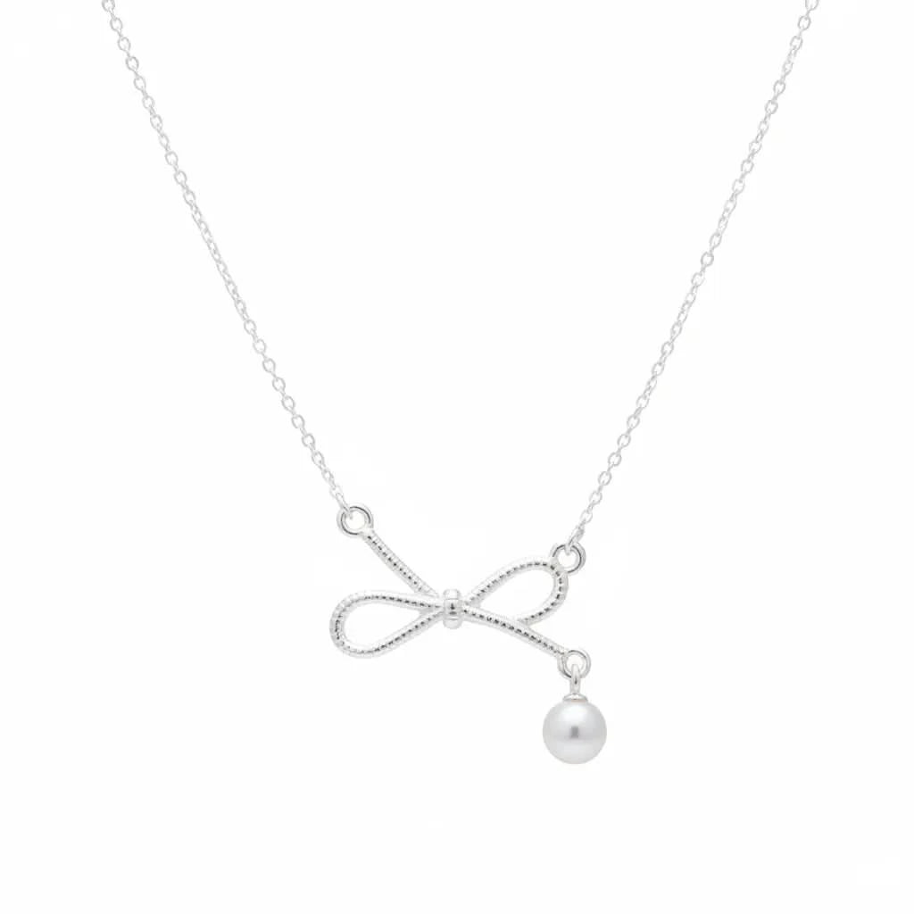Sterling Bow Freshwater Pearl Necklace