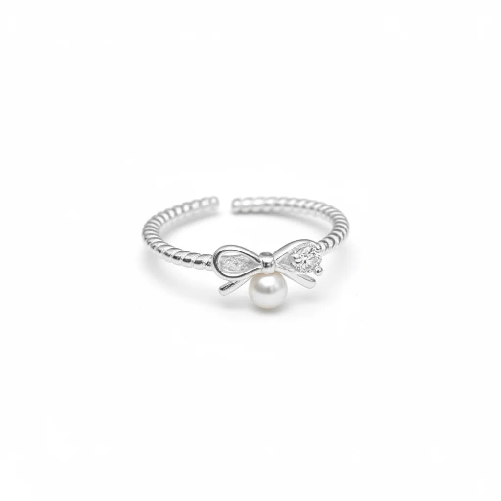 Sterling Bow Freshwater Pearl Ring