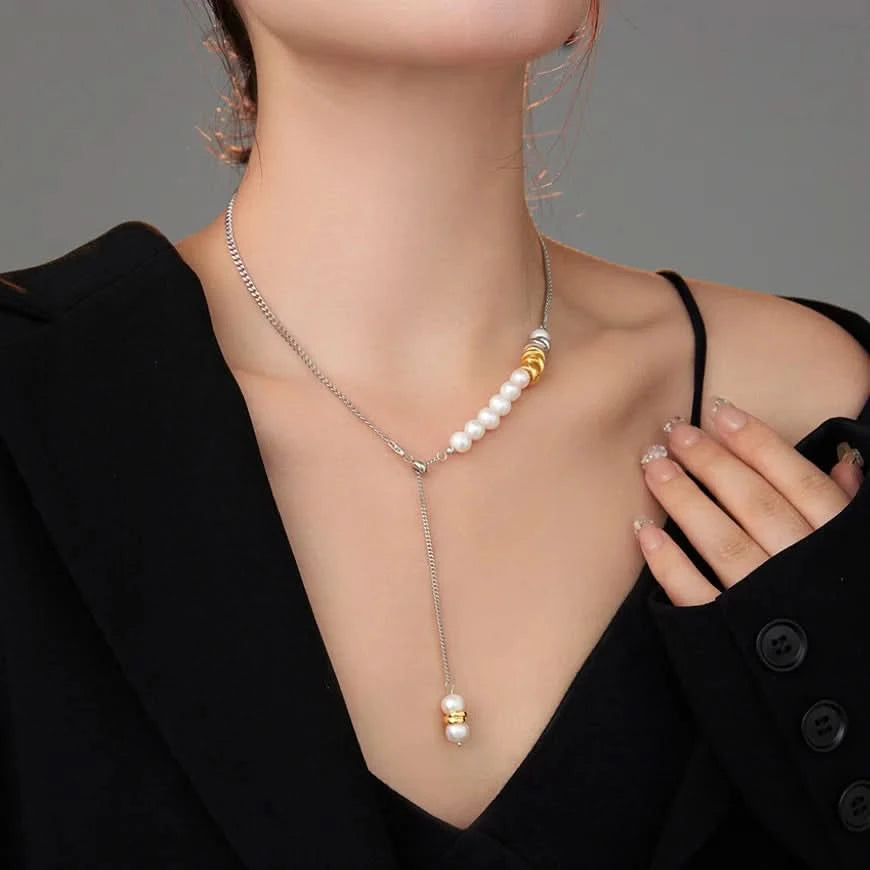 freshwater pearl and silver necklace