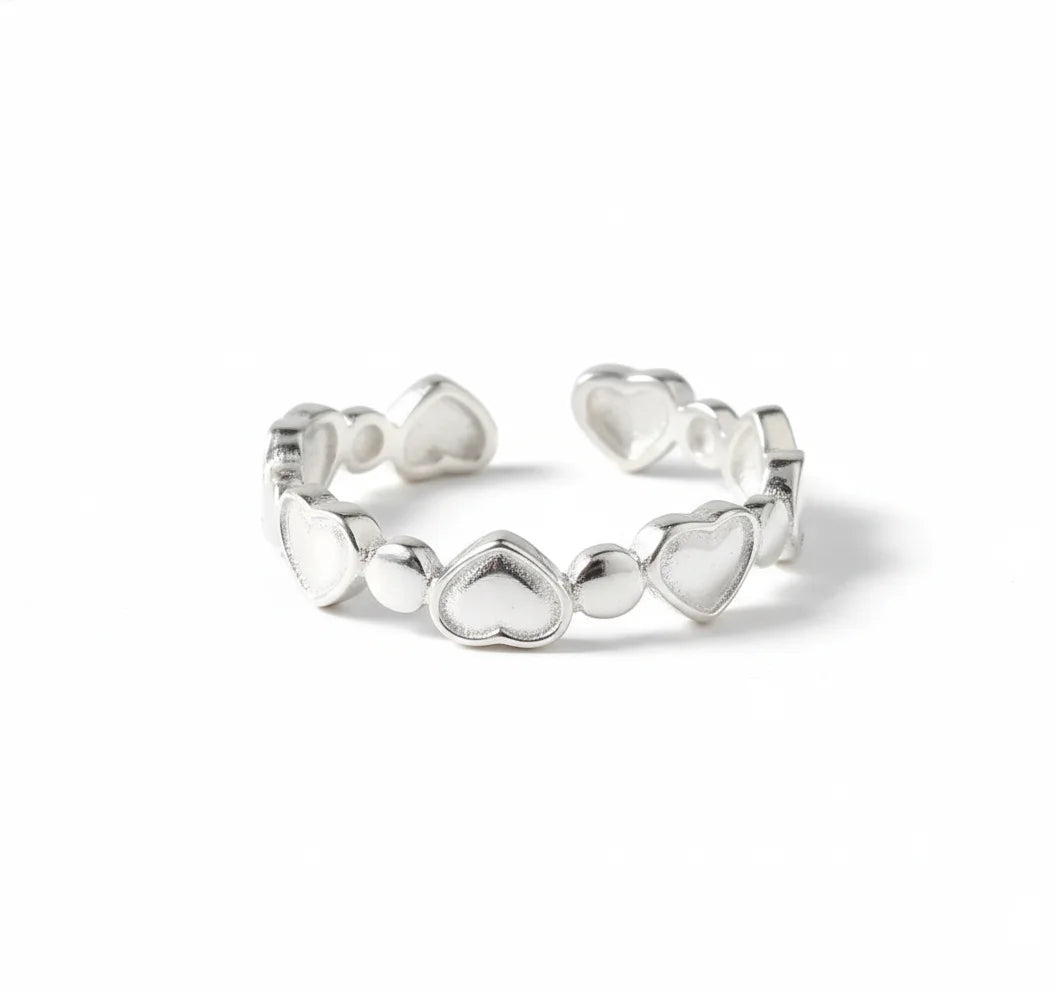 Sterling Silver Interlocking Heart Ring