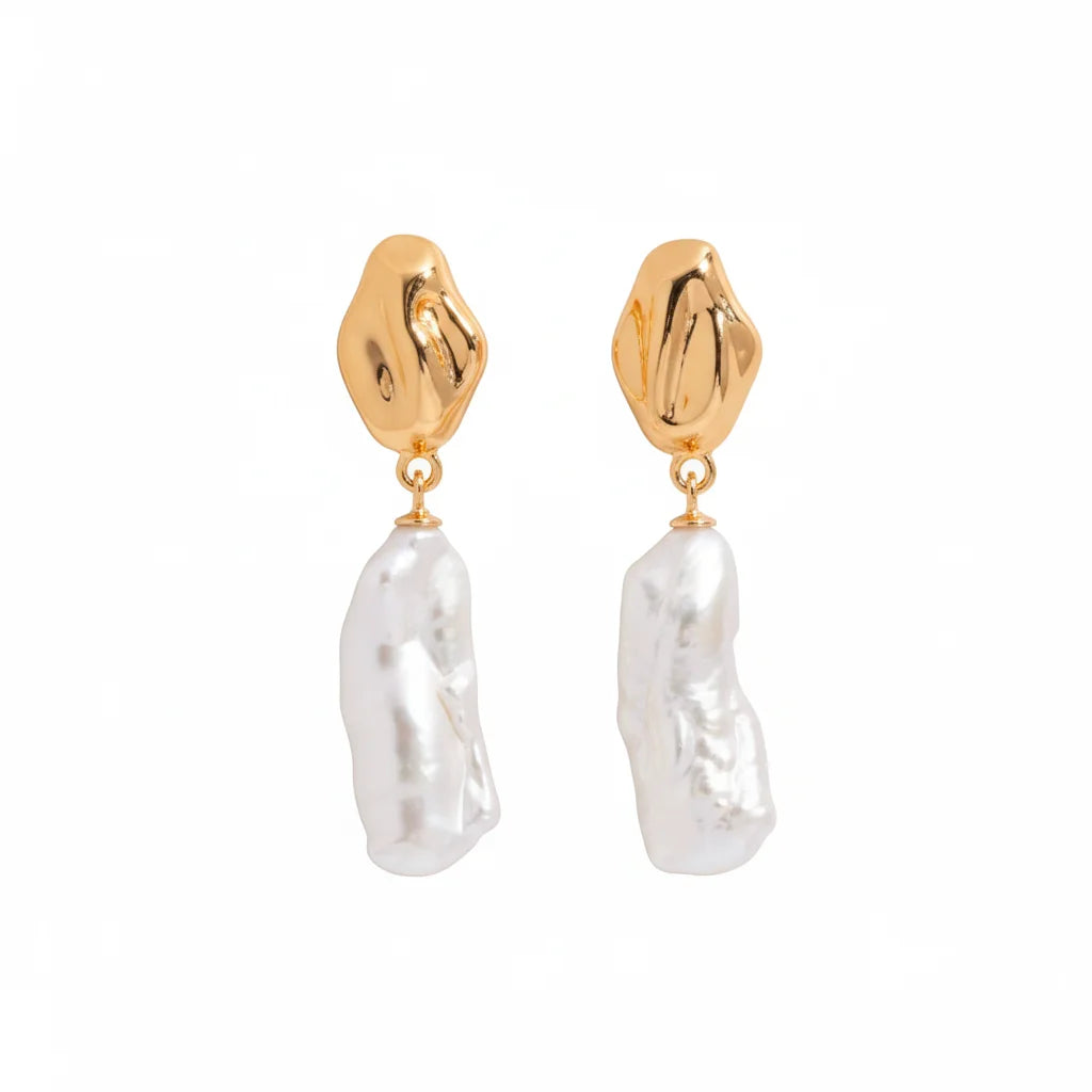 Stick Baroque Pearl Stud Earrings