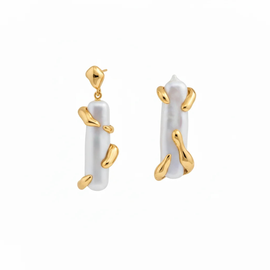 Stick Baroque Pearl Earrings