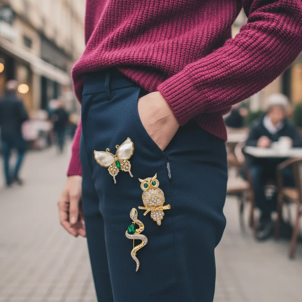 Green-Eyed Owl Brooch