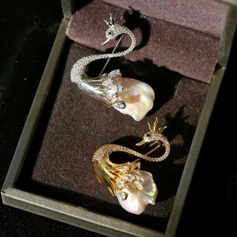 Swan Baroque Pearl Brooch