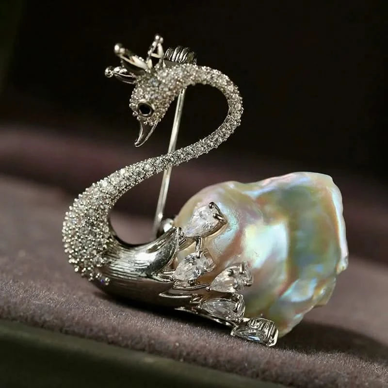 Swan Baroque Pearl Brooch