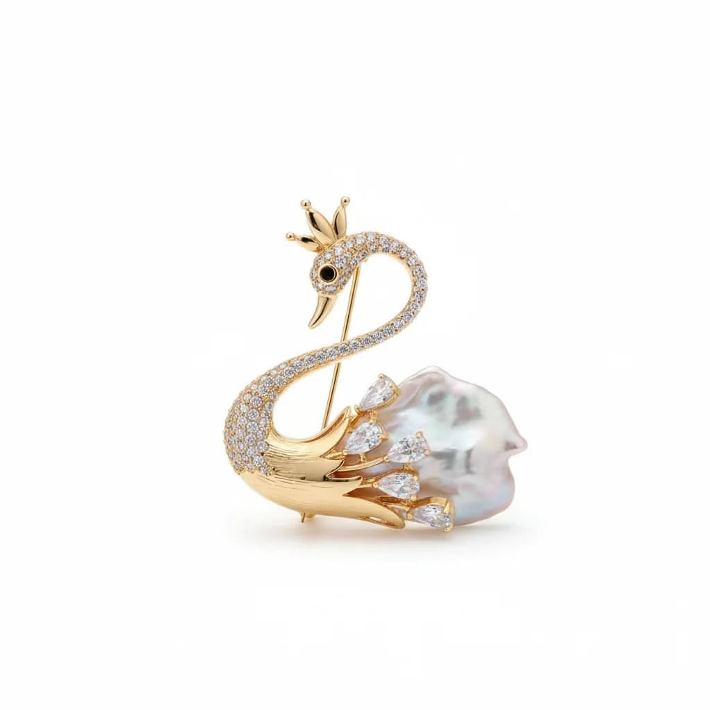Swan Baroque Pearl Brooch