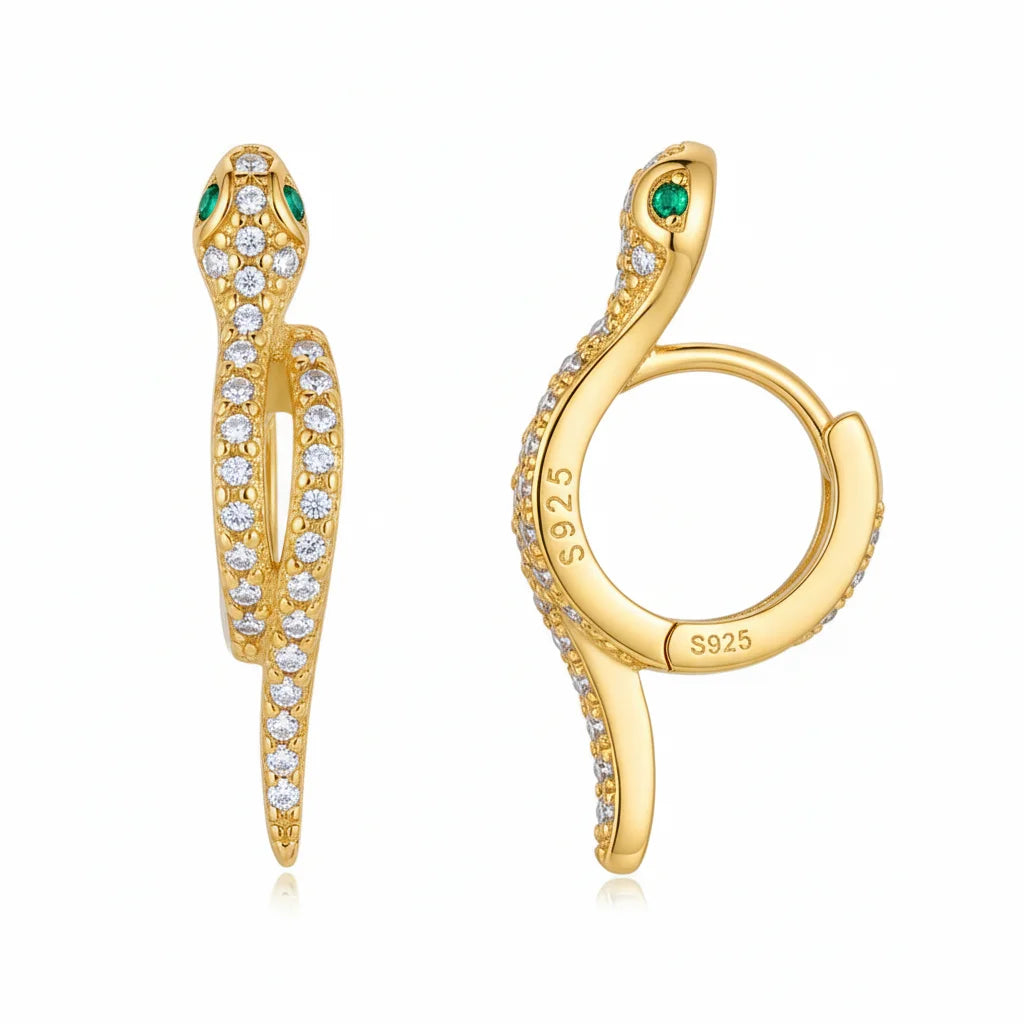 Serpent Sparkle Hoop Earrings – Gold & Silver Vermeil