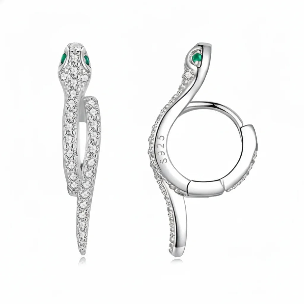 Serpent Sparkle Hoop Earrings – & Silver Vermeil